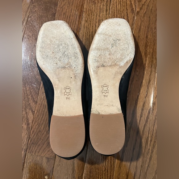 Tory Burch Georgia Black Suede Square Toe Ballet Flats with Emblem, size 7 EUC - Picture 4 of 13